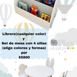 SET MESA Y SILLLAS CON LIBRERO